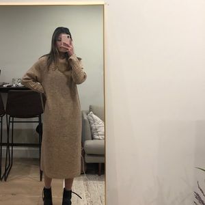 MANGO Mock Neck Midi Dress
